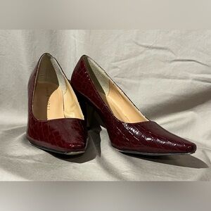 Red Faux Croc Pumps